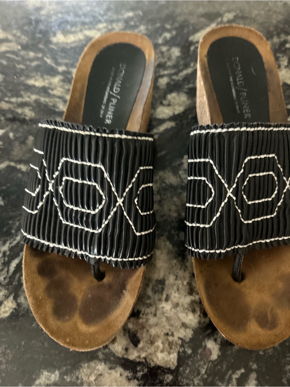 Donald J Pliner Black Embellished Slide Sandals